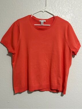 Calvin Klein Short Sleeve Crewneck Top — Coral